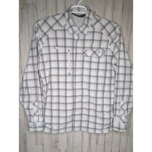 Under Armour Fishing Vented Shirt Men's Large Loose Gray Plaid Outdoors Comfort